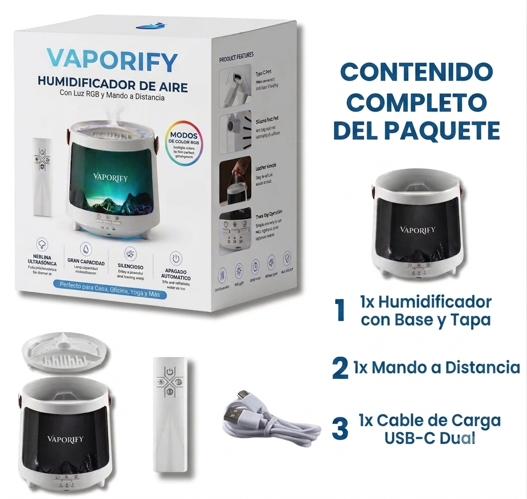 Vaporify Vulcano™ – Humidificador Llama & Efecto Medusa 3D